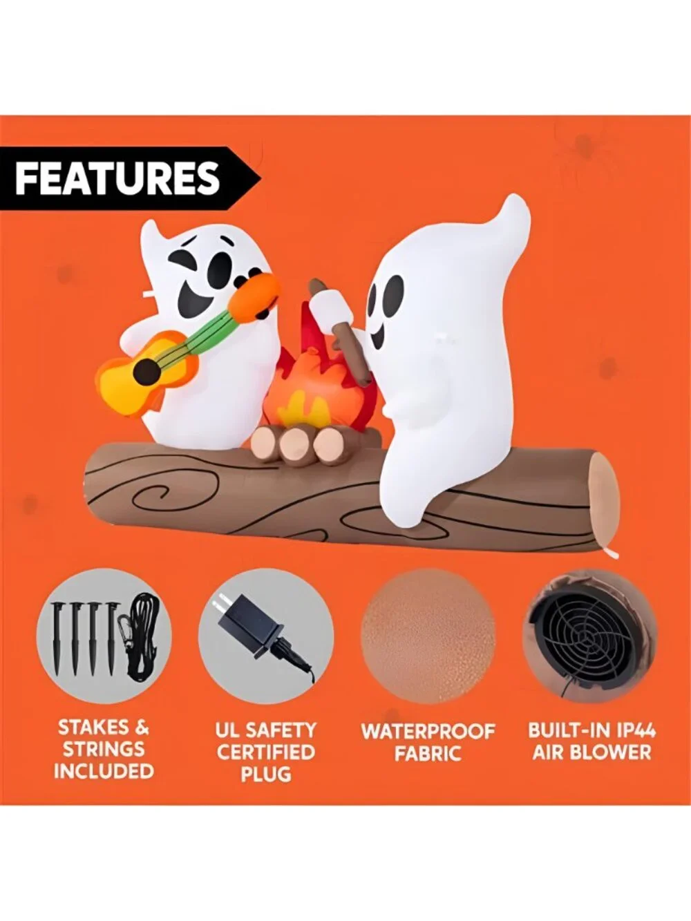 6ft Long Halloween Inflatable Ghost Outdoor Decoration, Cute Blow Up
